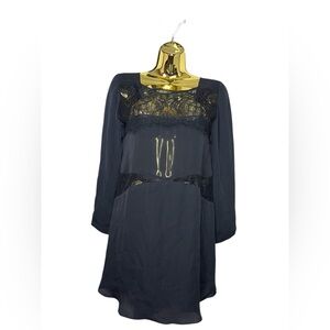 Mason black shift silk lace dress 2 midi witchy whimsygoth